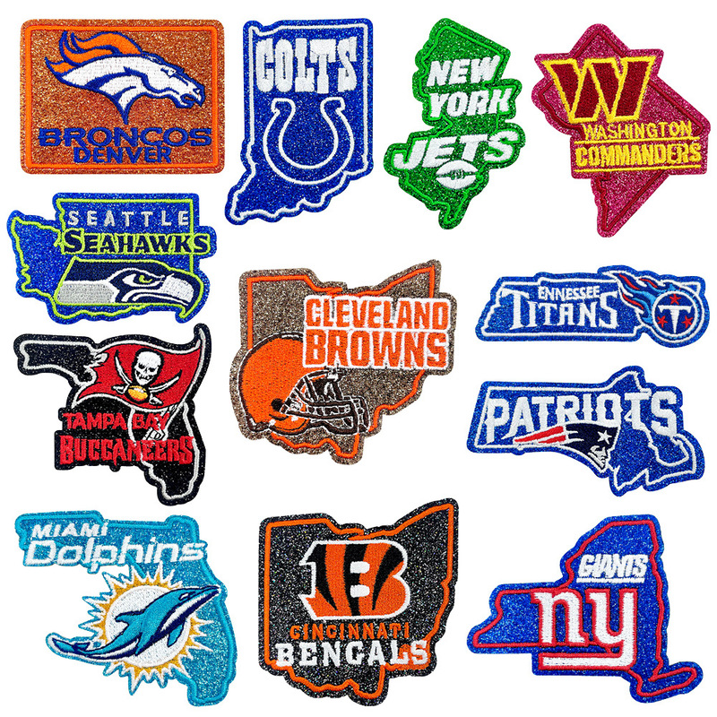 Nfl Seattle Seahawks Team Glitter Embroidered Patches with Multiple Team Logos, Various State Designs, Apparel and Bags Nfl Seattle Seahawks Team Glitter Embroidered Patches with Multiple Team Logos, Various State Designs, Apparel and Bags