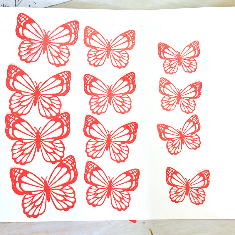 Mariposa hueco Comercio exterior color 12 piezas pegatinas tridimensionales decoración de la pared pegatinas de pared de fondo arte fiesta en casa