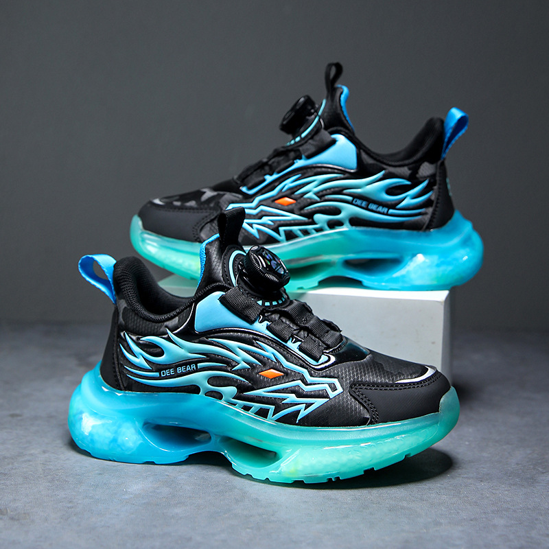 Zapatos de niños al por mayor zapatos deportivos de niños otoño nuevos botones de botón de cuero zapatos casuales zapatos de correr de niños naranja negra