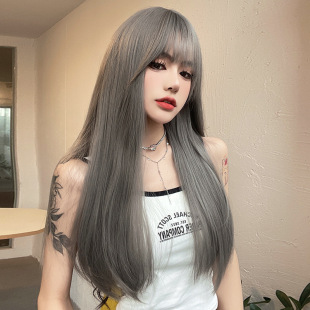 Wig full hair black long straight Yiwu wig wholesale headgear natural long hair real hair short hair artificial hair wig