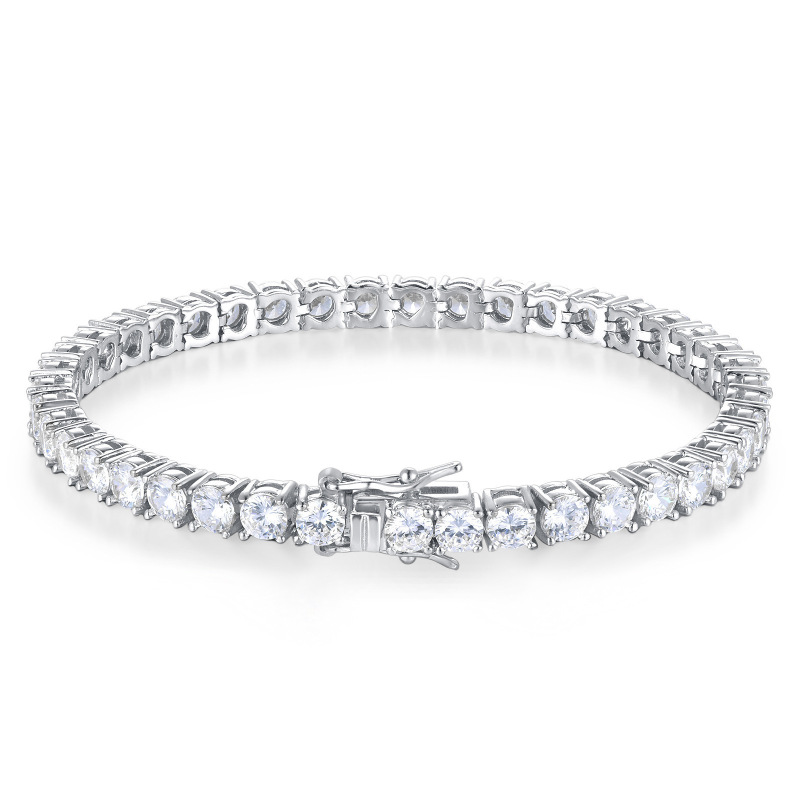 Hot-Selling Tennis Bracelet with a Simple and High-End Feel, Copper Micro-Inlaid Single Row Full Diamond 3-4mm Cross-Border Popular Item, Aaa Zircon Jewelry