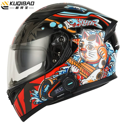 Motosiklet kaskı (dəbilqə) — Safety Gray 3C Certification - lucky-cat-with-k20-bluetooth-m