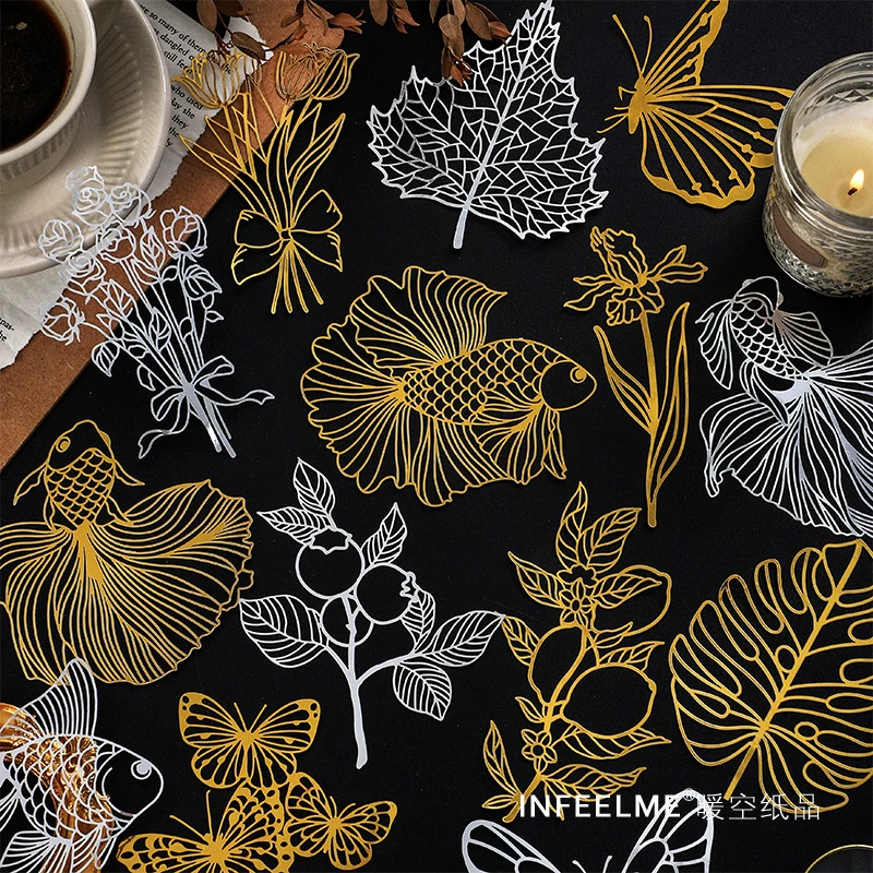 Время, чтобы сократить серии материал мешок Infeel.Me имитация золота и серебра в форме карты полые ручной счет декоративная подложка бумага 4