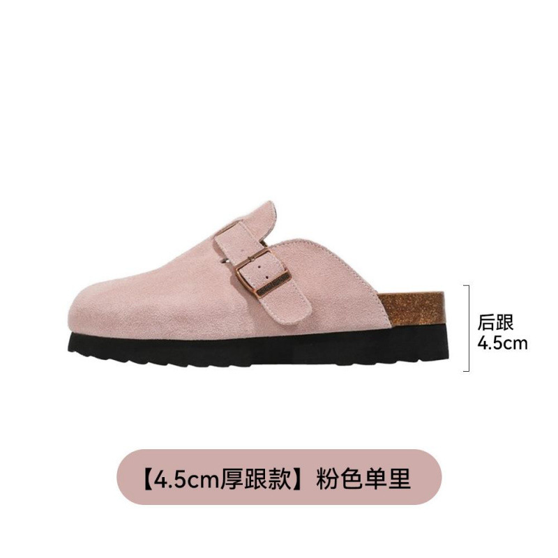 厚底增高勃肯鞋女新款秋冬季全包半拖加绒加厚保暖毛毛鞋软底|undefined