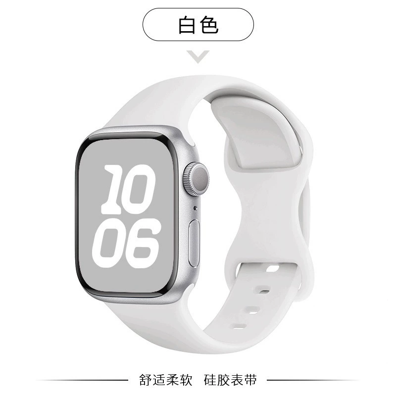 Силиконовая лента для Apple Watch Series 1–10 & Ultra, гладкая кожа-дружелюбная лента с нержавеющей застежкой