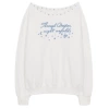 Truffle white sweatshirt, loose fit, open shoulders