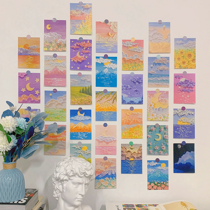 Foreign trade 30 posters cross-border hot sale postcard poster decorative painting color aesthetic warm beige card-M6158 Foreign trade 30 posters cross-border hot sale postcard poster decorative painting color aesthetic warm beige card-M6158