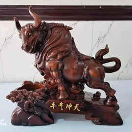天道酬勤 运势如虹 牛气冲天 树脂工艺品摆件 开业家居装饰礼品