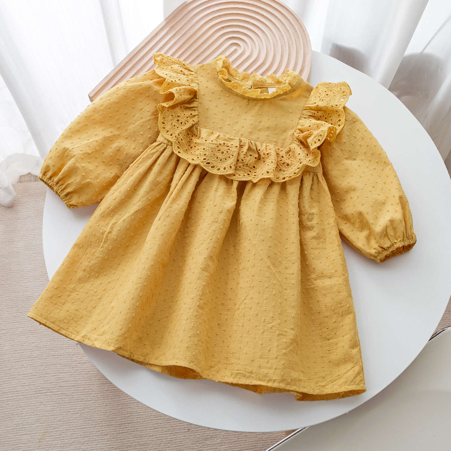 Girls Dress Spring and Autumn 2024 New Korean Style Baby Girl Mid-Length Long Sleeve Princess Dress Western Style Children's Clothing