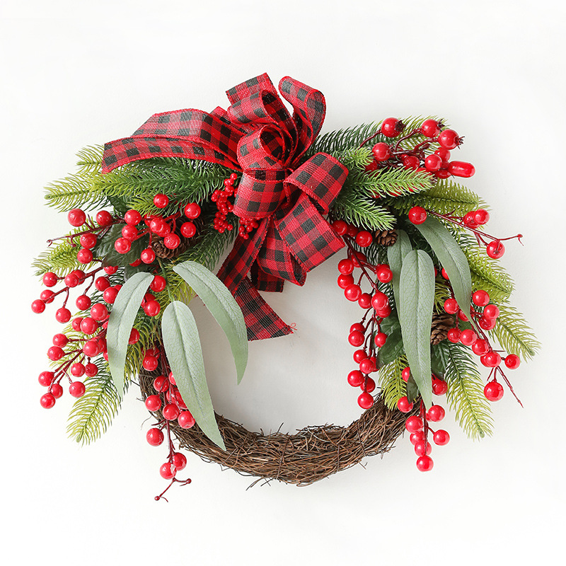 Decoración de Navidad fruta roja Garland anillo de ratán colgante guirnalda Puerta de mimbre colgando decoraciones de Navidad vestir escena diseño