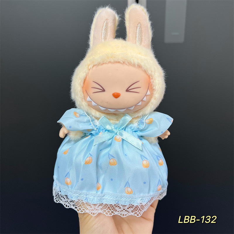 Labubu 着用可能なベビー服ビニールラブブ 17 センチメートル人形かわいいドレスアップカジュアルスーツスカートぬいぐるみ服|undefined