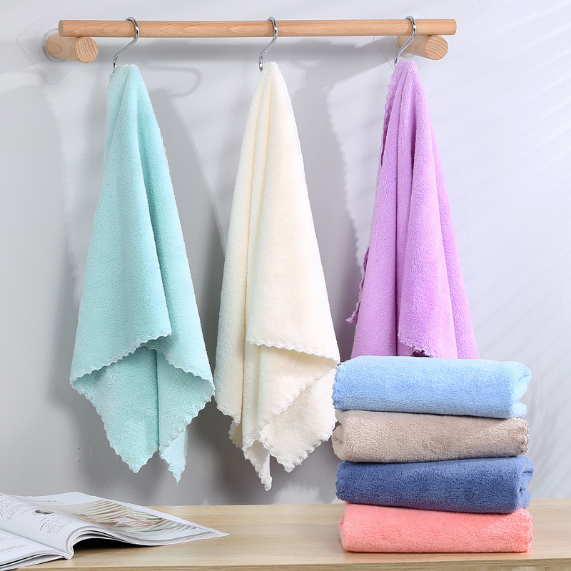 Microfiber Towel Bath Towel Gift Set Coral Fleece Couple Solid Color Face Towel Thickened Absorbent Quick-Drying Face Towel