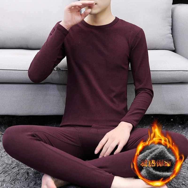 Men's Thermal Underwear Set, Men's Clothing 2025 New Style, Heat-Generating Base Layer Shirt, Red Thermal Tops and Bottoms