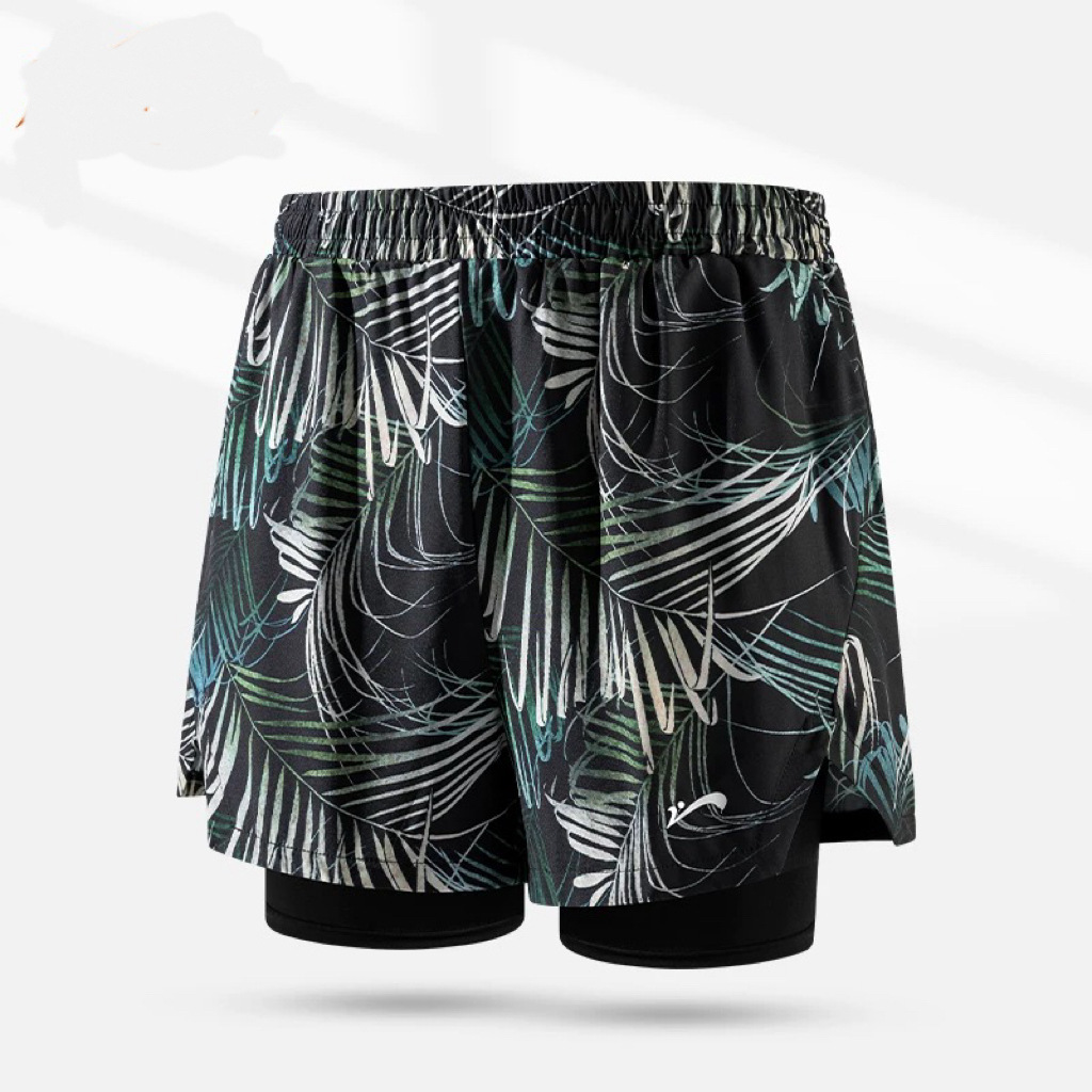 Swimming Trunks Men's Swimming Trunks Double-Layer Anti-Embarrassment Beach Trunks Men's Swimming Equipment Cross-Border Large Size Men's Boxer Swimming Trunks