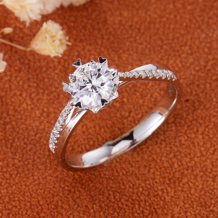 18K White Gold Six Claw 50 Points GIA Natural Diamond Ring Women's Ring Wedding Ring Inlay Factory Supports Any Style