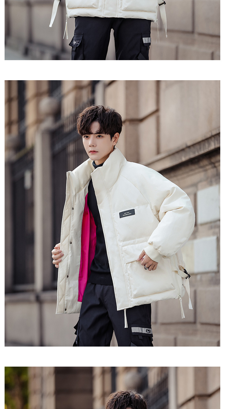 Vêtements pour hommes Veste d'hiver décontractée en coton et soie pour hommes épaissie 2023 nouveau style hiver ample marque tendance col montant veste courte pour hommes_voghion.com