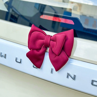 Sticker Accessories Motorcycle Doll – Car ornaments - burgundy-double-layer-big-bow