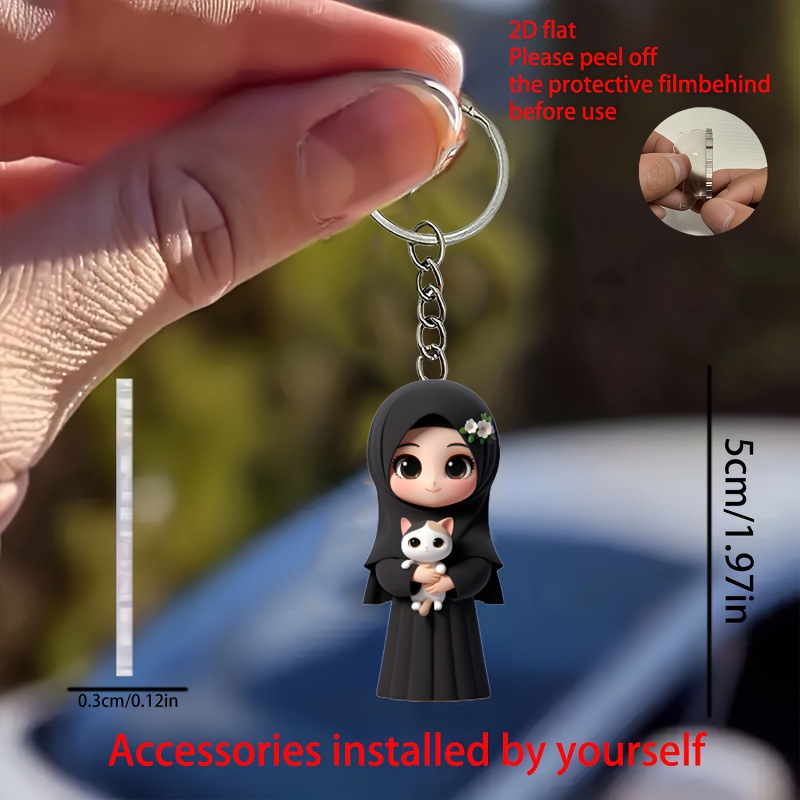 Transfronterizo nuevo plano 2D acrílico negro distribuir chicas pechos blancos llaveros decoración colgante mochila image 3