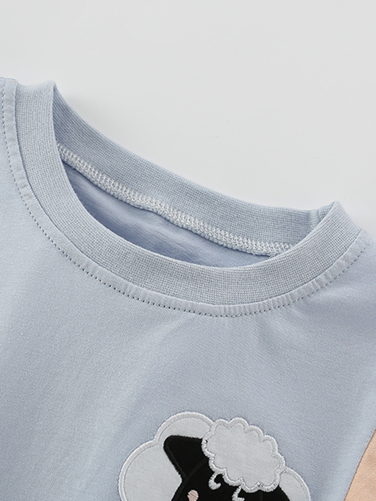 Traje de niño malwee transfronterizo, nuevo estilo de verano, camiseta de cuello redondo para niños pequeños y medianos europeos y americanos, pantalones de cintura elástica, ropa para niños