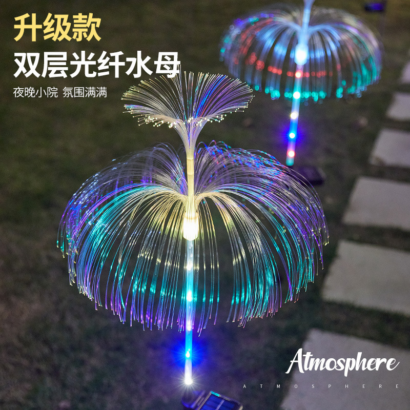 Luz solar de fibra óptica de medusas colorida lámpara de jardín al aire libre jardín villa lámpara de césped lámpara de decoración lámpara de paisaje