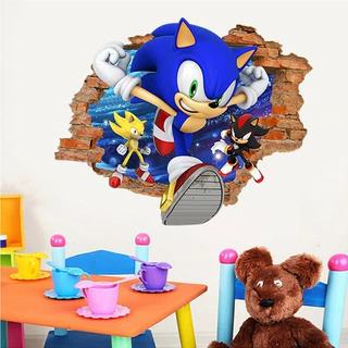 跨境专供索尼克贴纸Sonic卡通动漫儿童房卧室自粘PVC墙贴装饰贴画