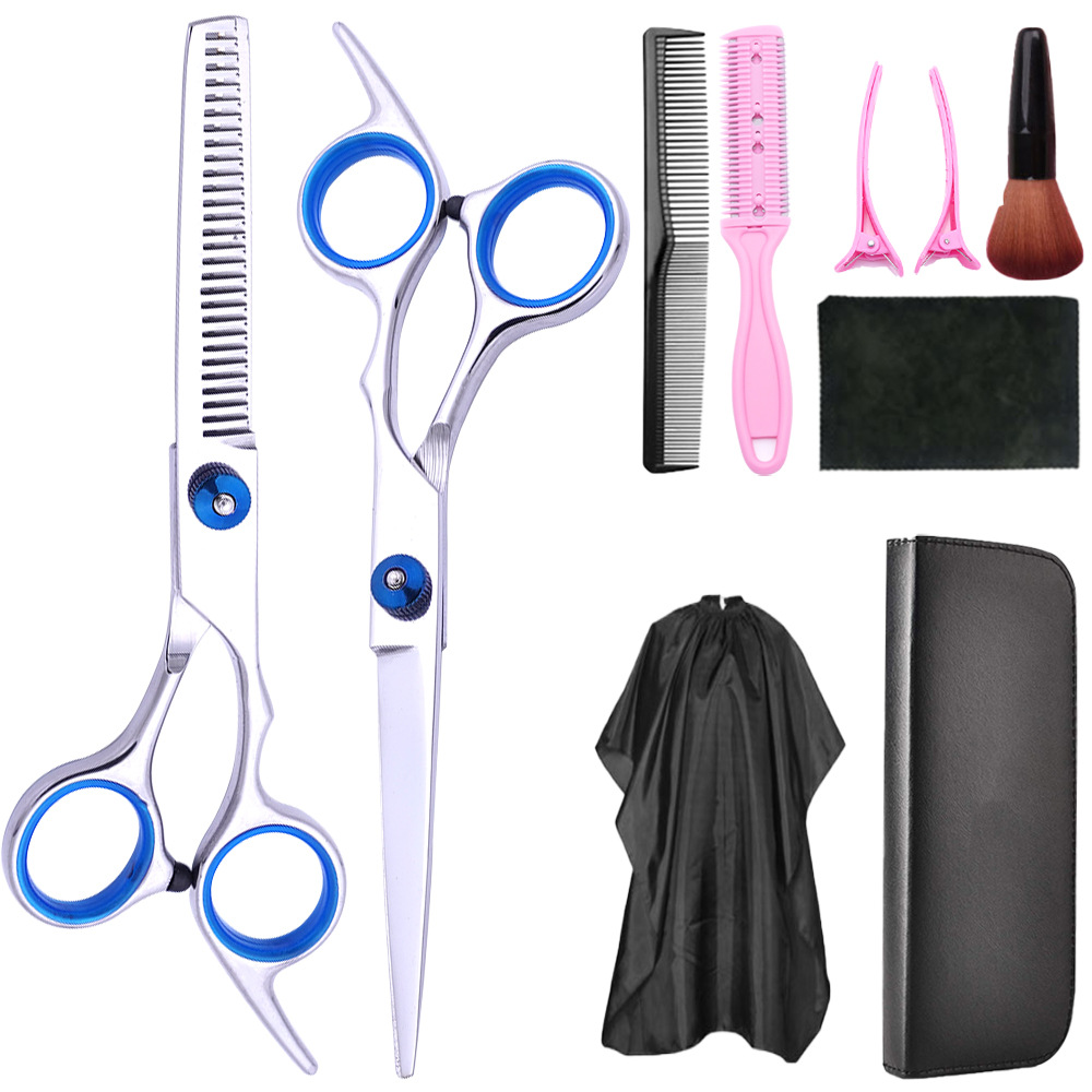 Tijeras de peluquería al por mayor de fábrica, tijeras de peluquería de acero inoxidable, estilista profesional, flequillo, juego de tijeras de dientes para el cabello fino y roto