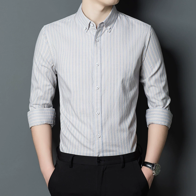 Autumn cotton long-sleeve, trend shirt, slim fit