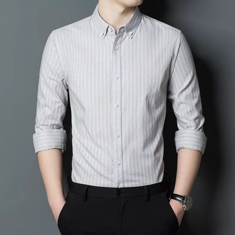 Autumn cotton long-sleeve, trend shirt, slim fit