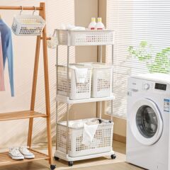 寮の多層の洗濯かごの洗濯かごの家庭用の洗濯服の区分の洗濯かごの大きいサイズの浴室はかごのプラスチックを収納します。