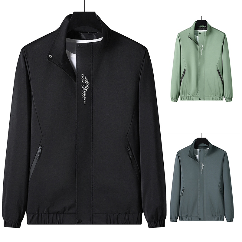 2025 New Men's Stand Collar Jacket Spring and Autumn Windproof Waterproof Outdoor Casual Coat Trendy Versatile Solid Color Zipper 2025 New Men's Stand Collar Jacket Spring and Autumn Windproof Waterproof Outdoor Casual Coat Trendy Versatile Solid Color Zipper