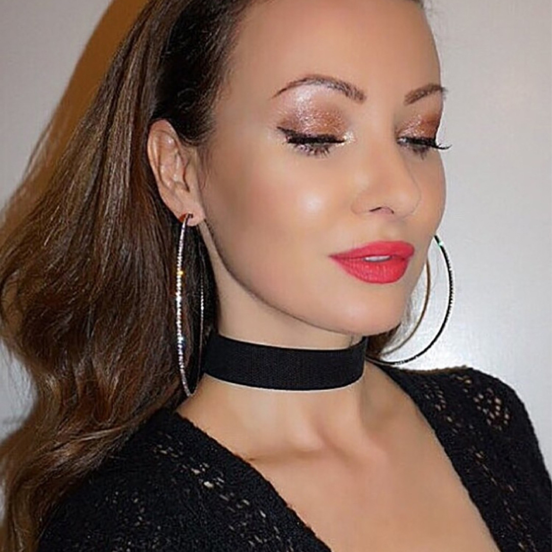 Fashion Geometric Copper Rhinestone Hoop Earrings 1 Pair