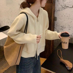 时髦慵懒高JI感拉链毛衣外套女秋冬穿搭连帽卫衣冬日洋气减龄上衣