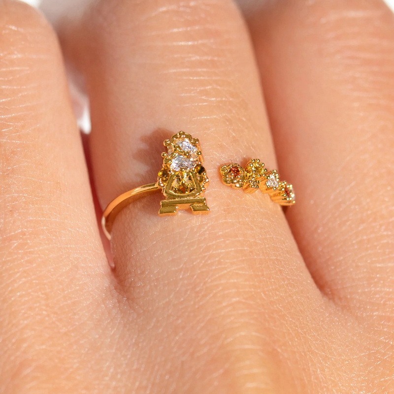 8g Weight Zircon Inlay Material Open Rings, Rings Classification 1 Piece Quantity Holiday, Travel, Selfie Occasion Copper Material Cartoon Character, Colorful Pattern Women's Gender Inlay Design Casual, Simple Style Style Cartoon Character Colorful Copper Casual Simple Style Open Rings Rings 1