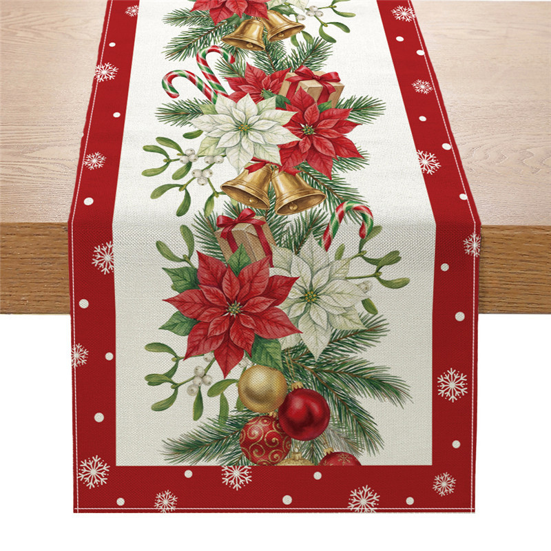 Banderas de mesa de Navidad transfronterizas personalizadas multipatrón impresas bandejas de decoración de mesa de fiesta doméstica tela de mesa image 8