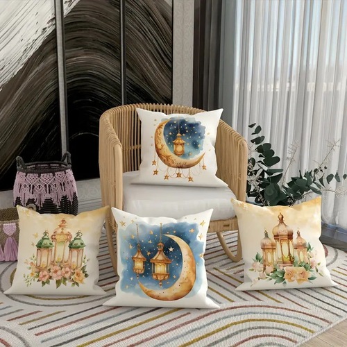New TEMU Moon and Stars Lantern Throw Pillow Cover Festival Sofa Cushion Cover Bedroom Pillow Cover Wholesale