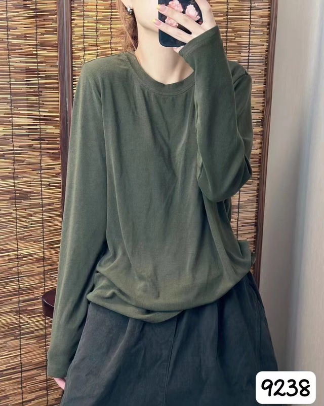 新品韩版简约宽松显瘦圆领纯色打底衫百搭亲肤T恤内搭女|undefined