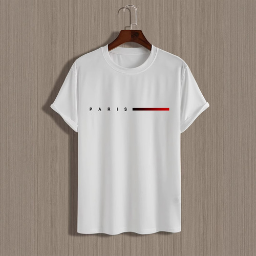 Men's 100% cotton loose Paris creative letter print casual slim round collar short-sleeve T-shirt top anime