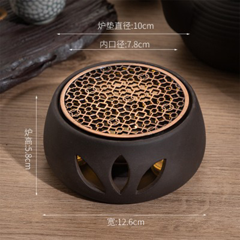 Calentador de té de cerámica calentador de té candelabro hecho a mano vela calefacción base hogar tetera té calentador con titular de la vela