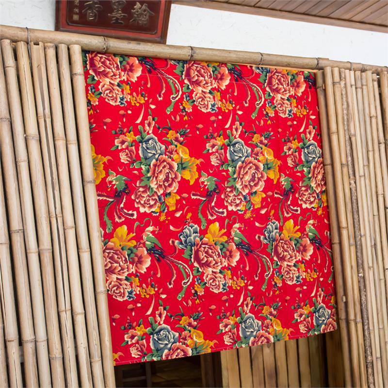 Cotton and Linen Door Curtains Casual Farm Dining Room Northeast Big Flower Wuzhen Orchid Ethnic Style Door Curtains Hotel