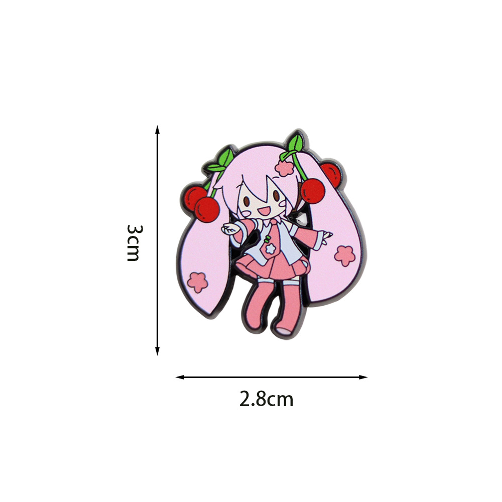 Cute Sakura Virtual Singer Enamel Pin Double Ponytail Girl Badge Brooch Fan Otaku Gift Accessory