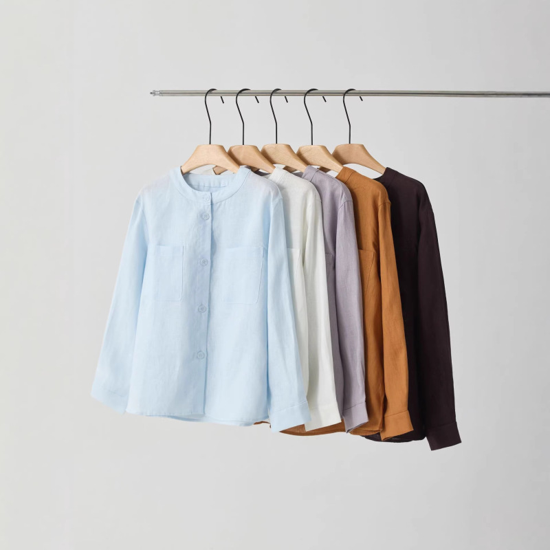 Xiaohe's Same Style Linen Round-Neck Shirt for Women, 2026 Spring/Summer New Loose Casual Versatile Long-Sleeve Jacket Xiaohe's Same Style Linen Round-Neck Shirt for Women, 2026 Spring/Summer New Loose Casual Versatile Long-Sleeve Jacket