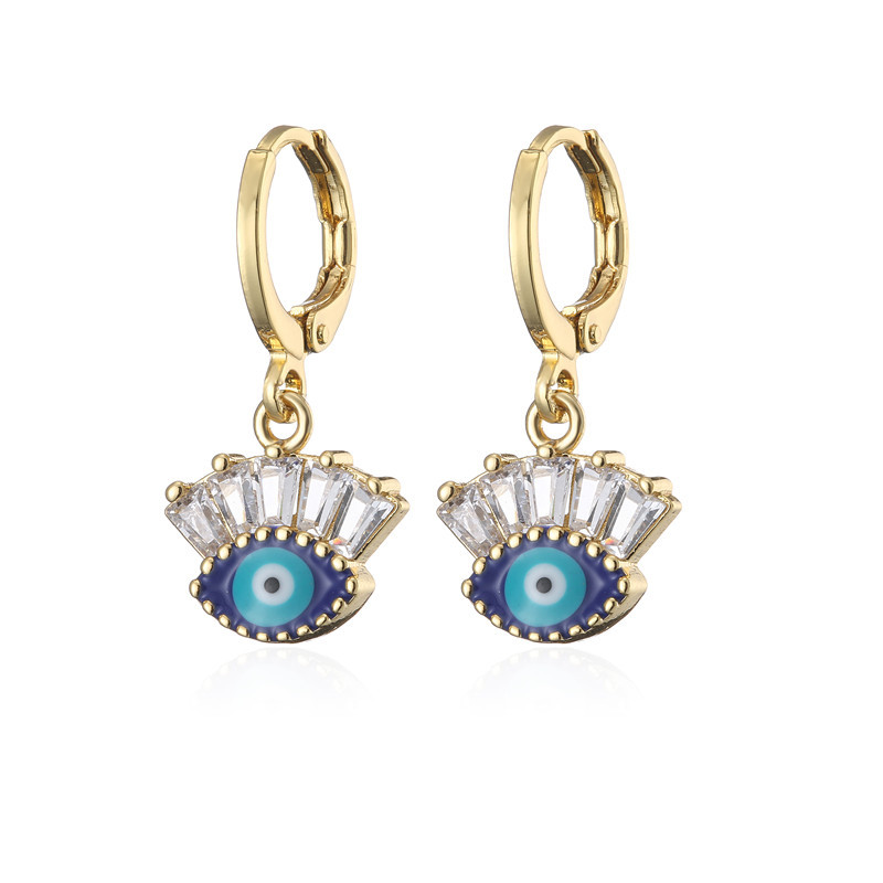 Fashion Style New Copper Micro Inlaid Devil's Eye Earrings display picture 7