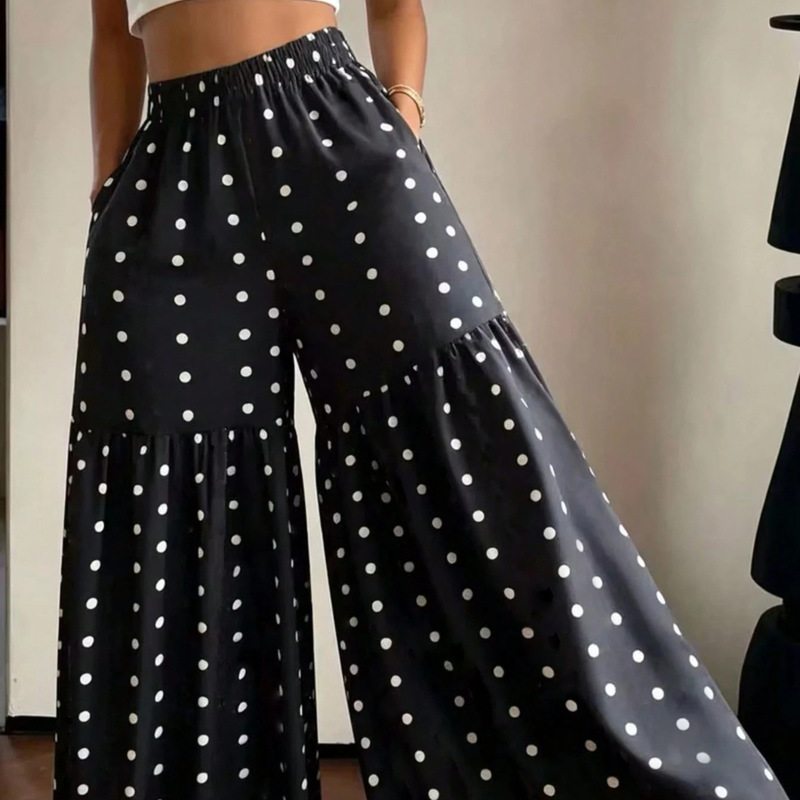 Cross-Border European and American Floral Print Pants for Women, High-Waisted, Loose, Thin, Wide-Leg, Flowy, Slimming, Versatile Straight-Leg Long Pants Cross-Border European and American Floral Print Pants for Women, High-Waisted, Loose, Thin, Wide-Leg, Flowy, Slimming, Versatile Straight-Leg Long Pants