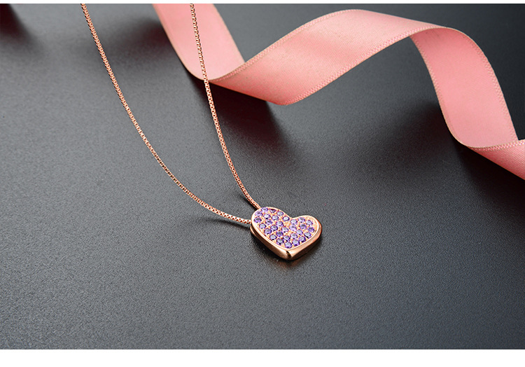 Fashion Contrast Color Heart-shaped Jewelry Zircon S925 Silver Pendant No Chain display picture 4