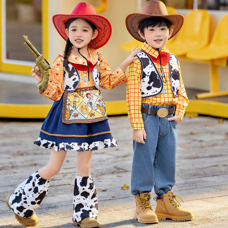 Toy Story Woody Cowboy Costume, Spring/Autumn Collection, Boys' Shirt, Preppy Style Performance Outfit, Girls' Set