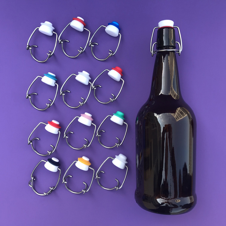 1L棕色啤酒瓶钢丝盖考肯盖家庭自酿啤酒可循环使用摇摆盖弹簧瓶盖