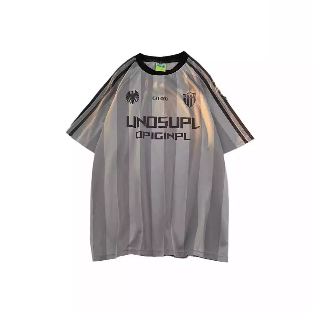 [SHOPEE] TH Cross-border hombre y mujer camisa de manga corta camisa de malla estriada suelta blusa de secado rápido