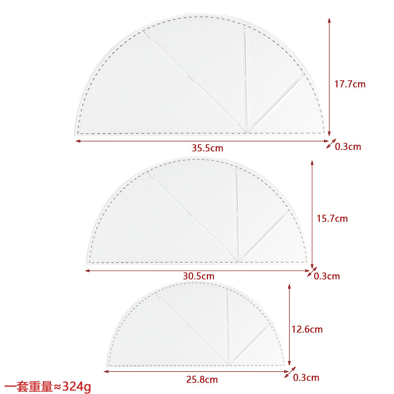 Regla de diseño de ropa Regla de mosaico de costura de forma especial de acrílico 90 ° Tela de corte Colección de plantillas de mosaico de doble regla