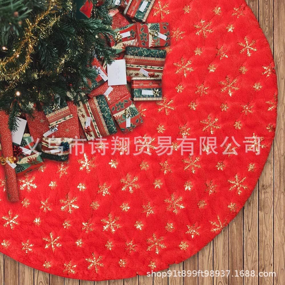 Falda para árbol de Navidad transfronteriza, falda para árbol de lentejuelas con copos de nieve nacarados, falda para árbol bordada de felpa blanca, decoración para árbol de Navidad