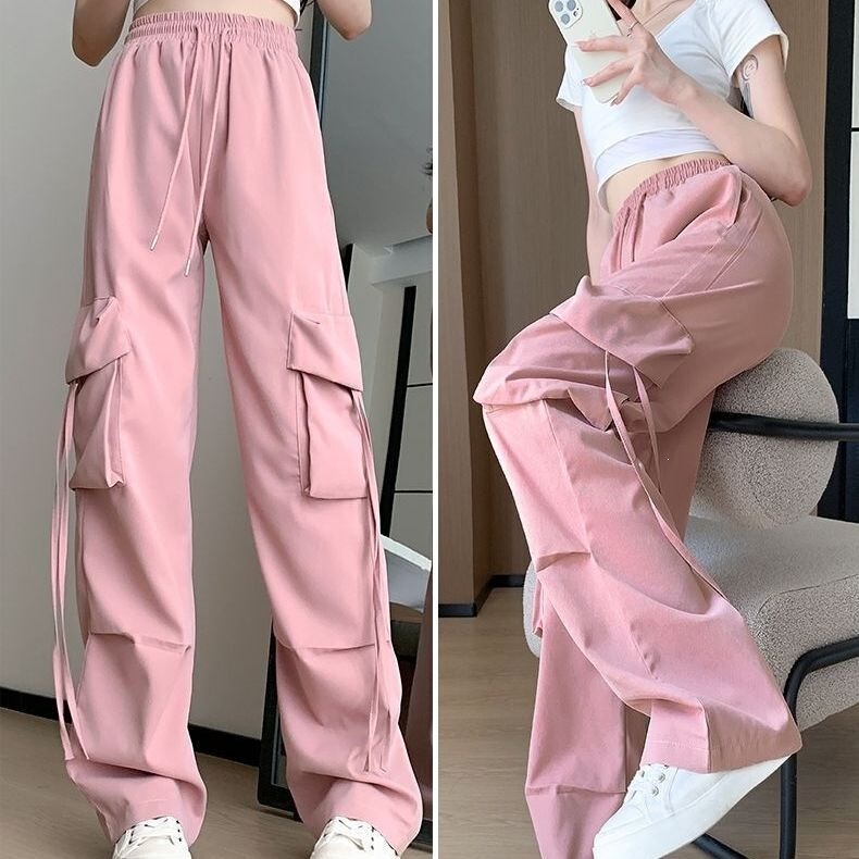 Dopamine Jazz Workwear Pants Cosplay Unisex Spring/Summer Thin High-Waisted Korean Style Street Dance Wide-Leg Straight Pants Dopamine Jazz Workwear Pants Cosplay Unisex Spring/Summer Thin High-Waisted Korean Style Street Dance Wide-Leg Straight Pants